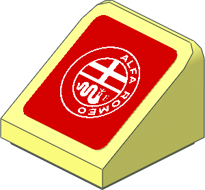 Slope Brick 31  1 x  1 x 0.667 with White Alfa Romeo Logo on Red Background Left Sticker