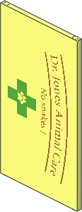 Glass for Window  1 x  4 x  6 with "Dr. Jones Animal Care No Snakes!" and Green Cross with Paw Print Pattern