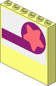 Panel  1 x  6 x  5 with Coral Star on Magenta Circle and Stripe on Outside and Dark Turquoise, Magenta and White Squares on Inside Stickers