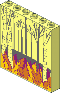 Panel  1 x  6 x  5 with Yellow, Orange and Magenta Foliage and Dark Grey Birch Tree Pattern