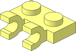 Plate  1 x  2 with  2 Clips Horizontal (Thick U-Clips)