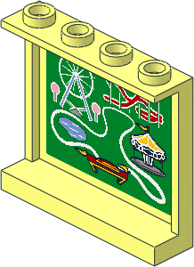 Panel  1 x  4 x  3 Reinforced with Amusement Park Map on Green Background Sticker