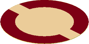 Sticker  1.7 x  1.7 Round with Dark Red Semi-Circles