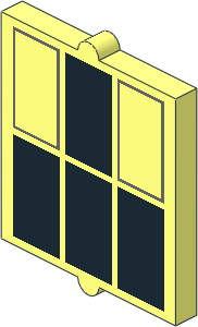 Glass for Window  1 x  2 x  2 with 4 Black and 2 Dark Bluish Grey Outlined Rectangles Pattern