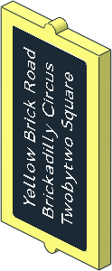Glass for Window  1 x  2 x  3 with White "Yellow Brick Road", "Brickadilly Circus" and "Twobytwo Square" on Black Background Sticker