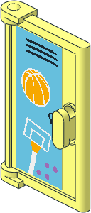 Door  1 x  2 x  3 with Holes in Handle with School Locker with Lavender Dots, Basketball Backboard and Ball Sticker