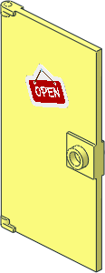 Door  1 x  4 x  6 Smooth with Square Handle Plinth with White "OPEN" on Red Sign Sticker