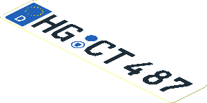 Sticker  0.8 x  3.85 with "HG CT 487" German Numberplate