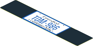 Sticker  0.7 x  3.6 with "TOM 986" Connecticut License Plate on Black Background