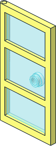 Door  1 x  4 x  6 with 3 Panes and Stud Handle with TransLightBlue Glass (Complete)