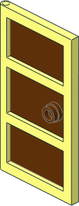 Door  1 x  4 x  6 with 3 Panes and Stud Handle with ReddishBrown Glass (Complete)