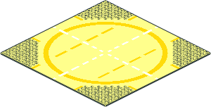 Baseplate 32 x 32 Road 9-Stud Landing Pad Type 1 (Yellow)