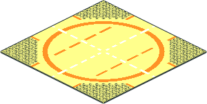 Baseplate 32 x 32 Road 9-Stud Landing Pad Type 1 (Orange)