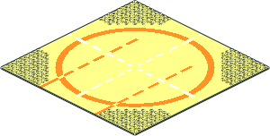 Baseplate 32 x 32 Road 9-Stud Landing Pad Type 2 (Orange)