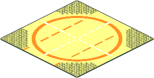 Baseplate 32 x 32 Road 9-Stud Landing Pad Type 3 (Orange)