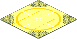 Baseplate 32 x 32 Road 9-Stud Landing Pad Type 2 (Yellow)