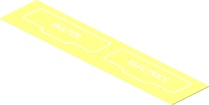 Sticker  1.8 x  3.8 with Two White Outlined Lids with White "WATER and "ELECTRICS"