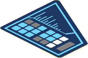 Sticker  1.6 x  1.7 with Medium Azure, Metallic Silver and White Buttons