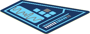 Sticker  1.6 x  1.7 with Medium Azure and Metallic Silver Buttons, Meter and Gauge
