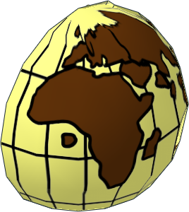 Cylinder Hemisphere  2 x  2 with Cutout with Reddish Brown Eastern Earth Map Pattern