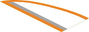 Sticker 3.6 x 8.0 Circle Section Left Front Orange Border, Light Bluish Grey, White Lines