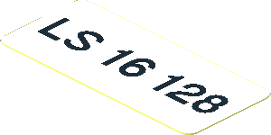 Sticker  0.8 x  1.8 with Black Number Plate "LS 16 128" on White Background