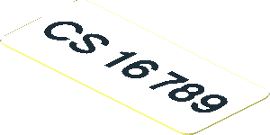 Sticker  0.8 x  1.8 with Black Number Plate "CS 16 789" on White Background