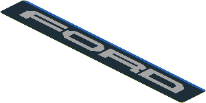 Sticker  0.8 x  5.8 with Light Grey FORD in Black Stripe on Blue Background