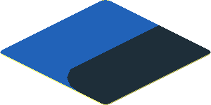 Sticker  1.8 x  1.8 with Black Trapezoid on Blue Background Right
