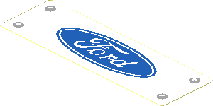 Sticker  1.2 x  3.8 with Ford Logo with Four Rivets on White Background