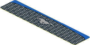 Sticker  0.8 x  3.8 with Silver Mustang Logo and Black and Grey Hexagons on Blue Background