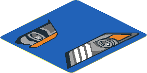 Sticker  1.9 x  1.8 with Headlights on Blue Background Right