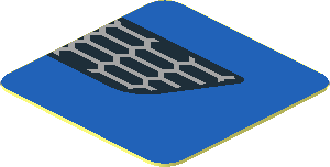 Sticker  0.8 x  0.8 with Black and Grey Hexagons on Blue Background Left