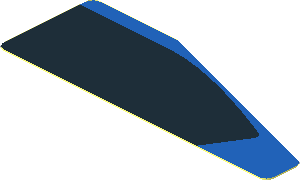 Sticker  1 x  2.8 with Black Trapezoid on Blue Background Left