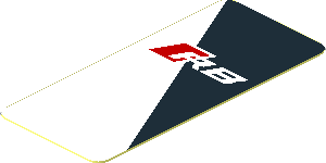 Sticker  1.8 x  .8 with R8 Logo on Black and White Background Right