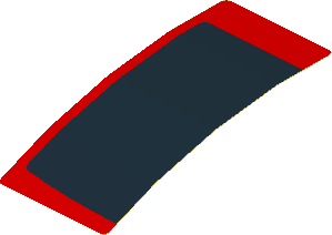 Sticker  4 x  1.8 with Black Trapezoid on Red Background Left (Formed)