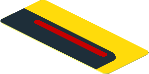 Sticker  0.8 x  1.9 with Red Stripe on Black and Yellow Background Right