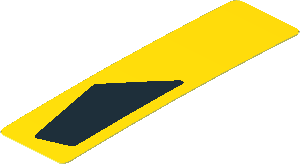 Sticker  2.9 x  0.8 with Black Trapezoid on Yellow Background Left (Formed)