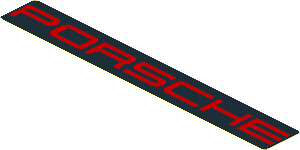 Sticker  0.8 x  5.8 with Red "PORSCHE" on Black Background
