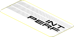 Sticker  0.8 x  1.8 with Black "INT PERF" on Black Halftone Stripes on White Background (Needs Work)