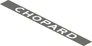 Sticker  0.8 x  7.8 with White Chopard Logo on Dark Grey Background