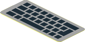 Sticker  0.8 x  1.8 with Black Keyboard on Light Grey Background