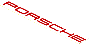 Sticker  0.8 x  5.8 with Red "PORSCHE" on White Background
