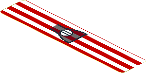 Sticker  0.8 x  4 with White Stripes and Black Air Vent and Fuel Tank Cap on Red Background (Needs Work)