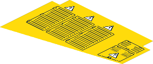 Sticker  4.3 x  6.8 with Air Outlet Grilles, Hatches and Electricity Danger Signs Sloped Left