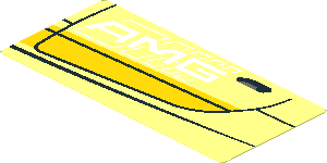 Sticker  1.8 x  3.8 with Door Outline with Yellow Stripes and White AMG Logo on Transparent Background Left