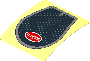 Sticker  1.9 x  1.8 with Black Radiator Grille and Bugatti Logo on Transparent Background (Formed)