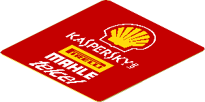 Sticker  1.8 x  1.9 with Logos on Red Background