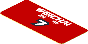 Sticker  0.8 x  1.8 with White Weichai Logo and Number 7 on Red Background