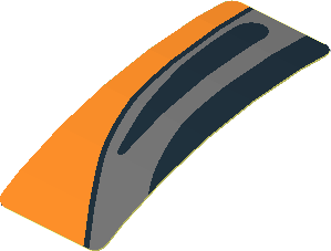 Sticker  0.8 x  1.9 with Black Air Vent on Grey Stripe on Black and Orange Background Left (Formed)